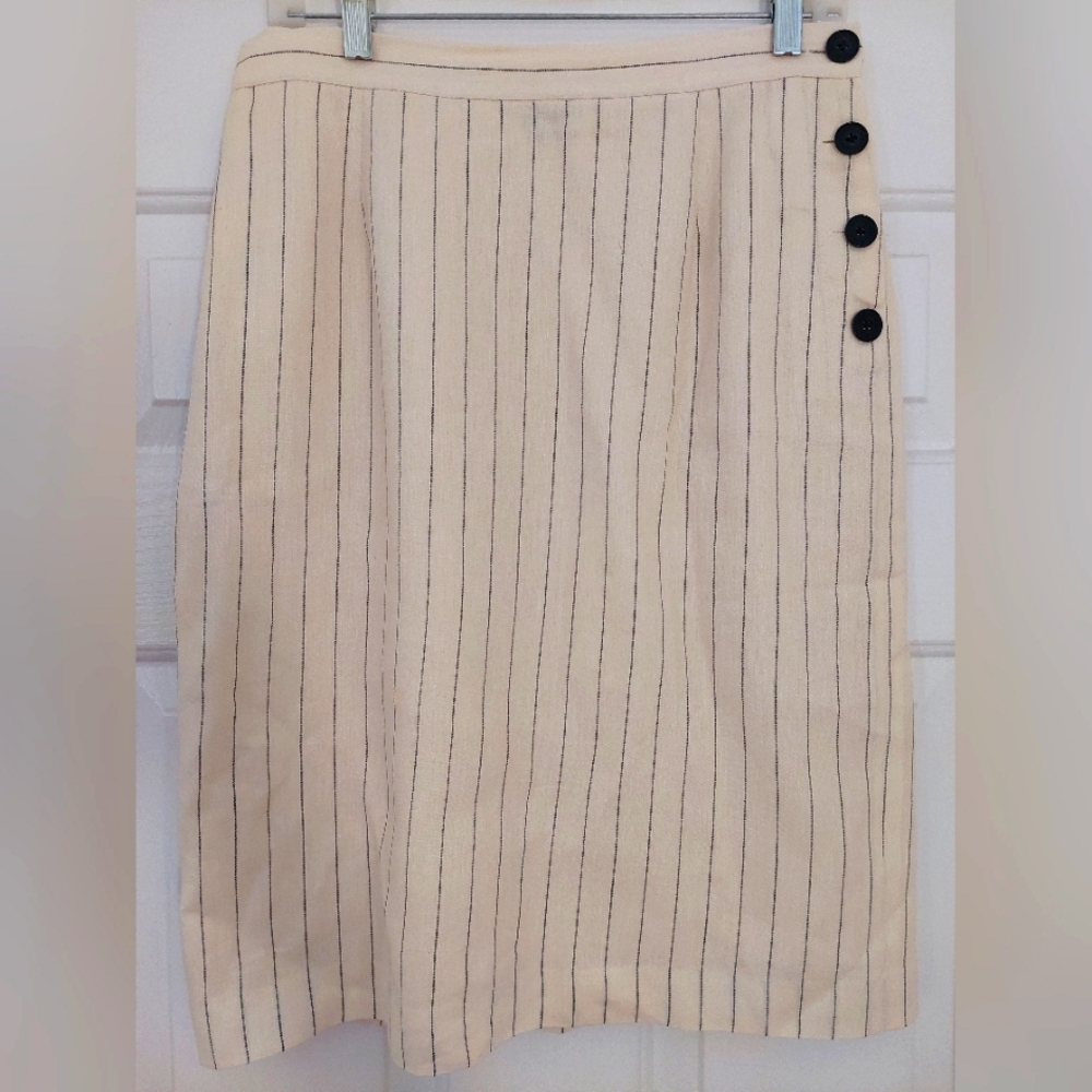 Lauren Ralph Lauren Linen Wool-Blend Striped Skirt, Women's 8